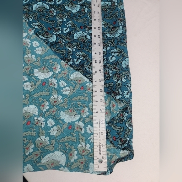 Band Of The Free Jewel Teal Floral Maxi Long Sleeve HiLow Wrap Dress Size Small - Picture 8 of 12